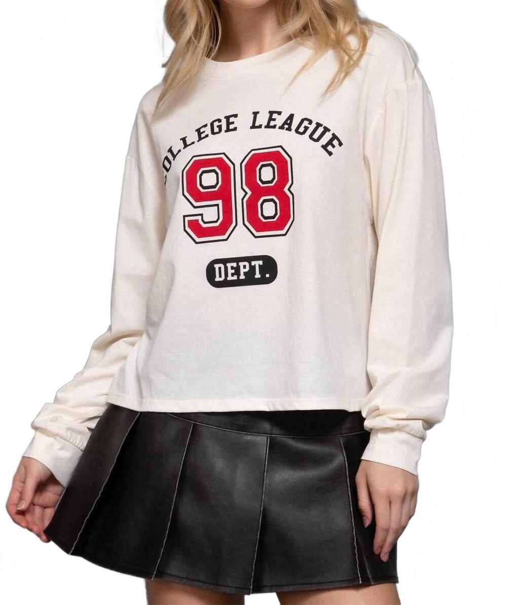 NEW ACTIVE BASIC long sleeve printed detail top in buttercream